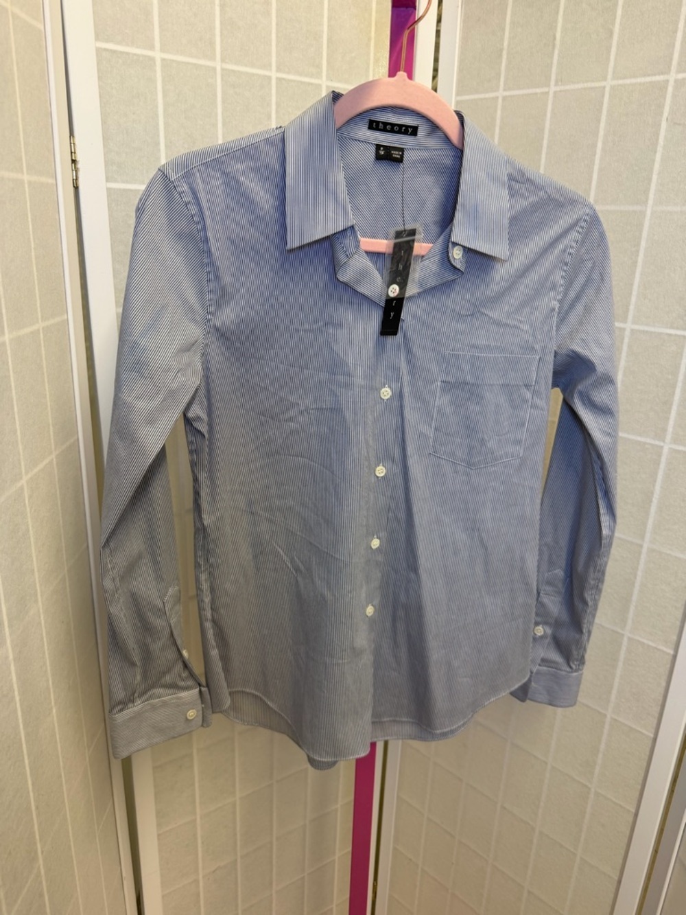 Theory Blue Pinstripe Button-Down Shirt